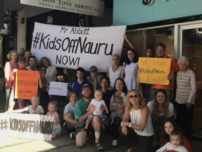 Protesters outside Tony Abbott's office in Manly. Picture: supplied.