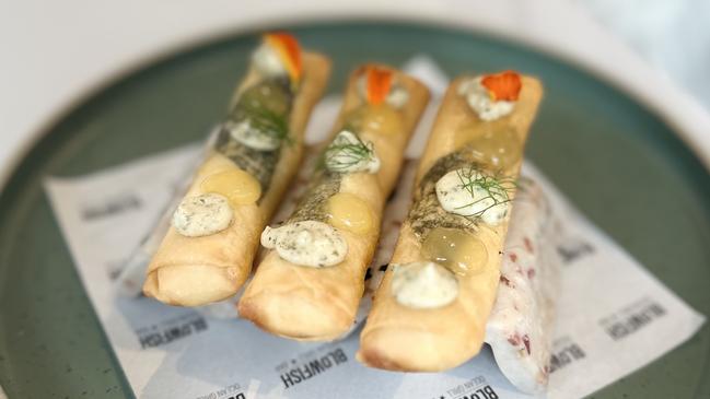 Scallop and Moreton Bay bug spring rolls at Blowfish Ocean Grill and Bar, Broadbeach.