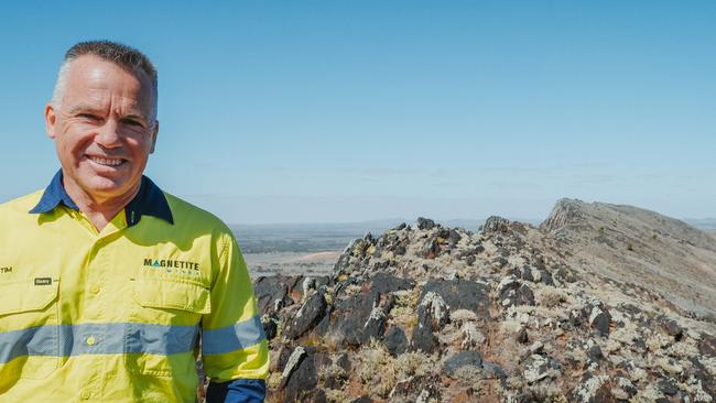 Tim Dobson, managing director of Magnetite Mines, at the Razorback iron ore deposit in eastern South Australia. Picture: Supplied