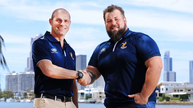 12th November 2020, Jason Teren and Leigh Ireland - Leigh Ireland will take over as head coach of the Gold Coast Eagles in 2021 Photo: Scott Powick Newscorp