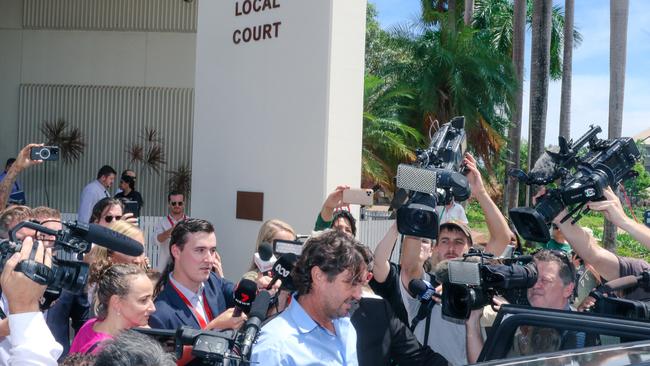 Matt Wright after attending Darwin Local Court on charges linked to the death of his Outback Wrangler co-star Chris ‘Willow’ Wilson. Picture: Glenn Campbell