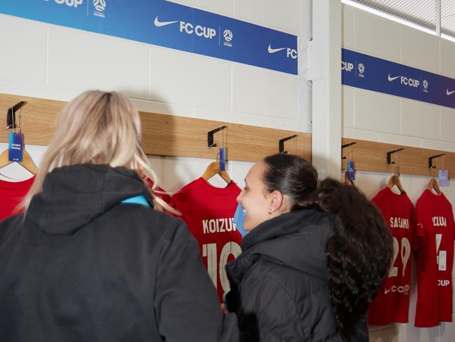 Players prepare for a match in one of the facility's 12 locker rooms. Picture: Matt Harrington