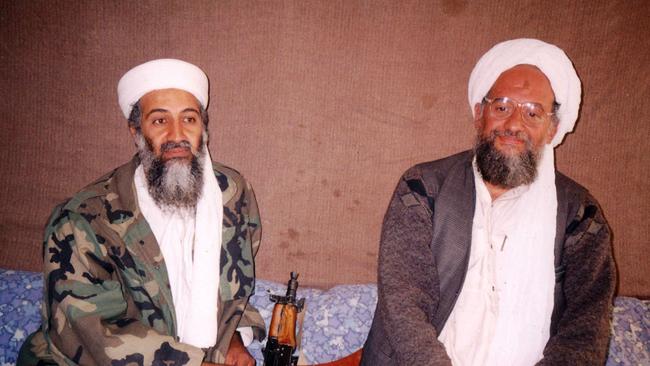 Osama bin Laden with his adviser Ayman al-Zawahiri in 2002.