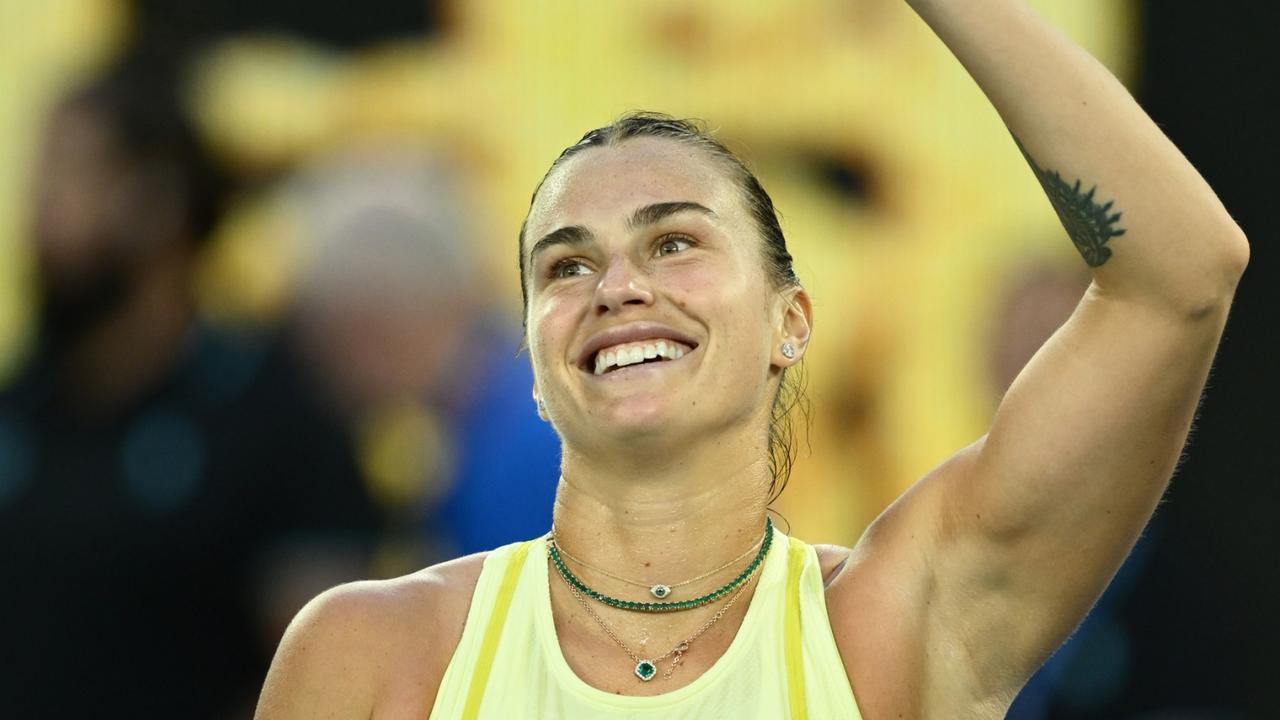 Aryna Sabalenka did not use the new coaching pod on Rod Laver Arena during her first-round clash at Melbourne Park on Sunday night. Picture: Quinn Rooney / Getty Images