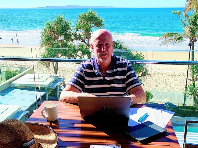 BEACH OFFICE: Workers beat cabin fever blues