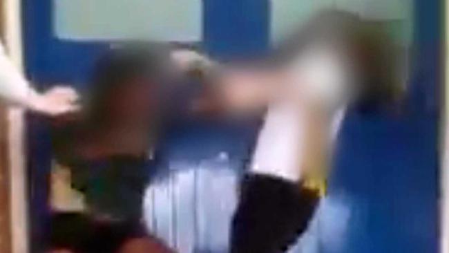 A still from footage of a fight at a Queensland high school. Picture: Contributed Facebook / North Coa