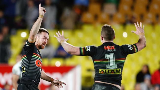 James Maloney celebrates his matchwinning field goal. Picture: Getty Images