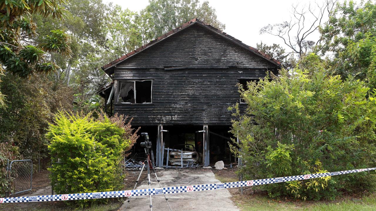 The Bundal St home was well alight when fire crews arrived. Picture: AAP