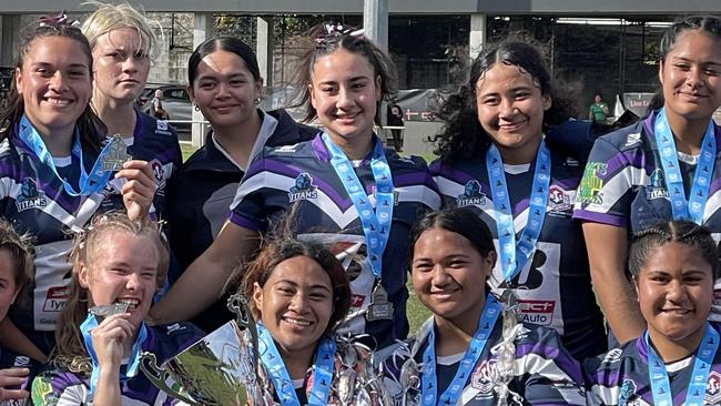 Winners are grinners - some of the Ipswich SHS premiership winning side.