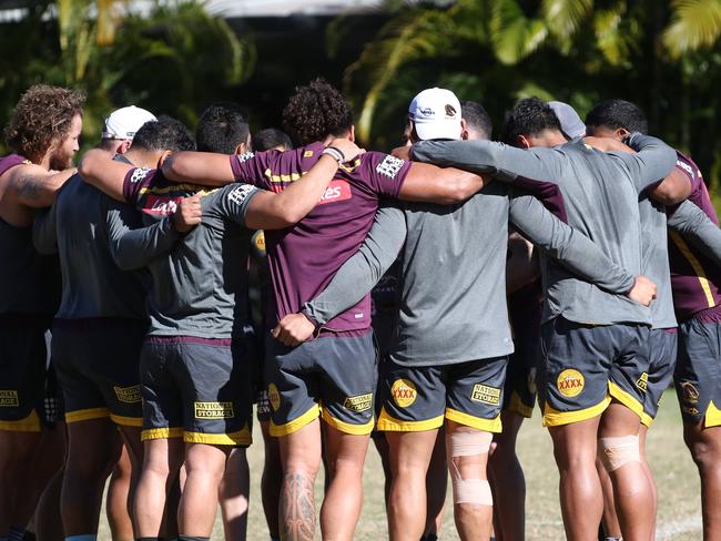 The Brisbane Broncos training at Red Hill.  Pic Pter Wallis