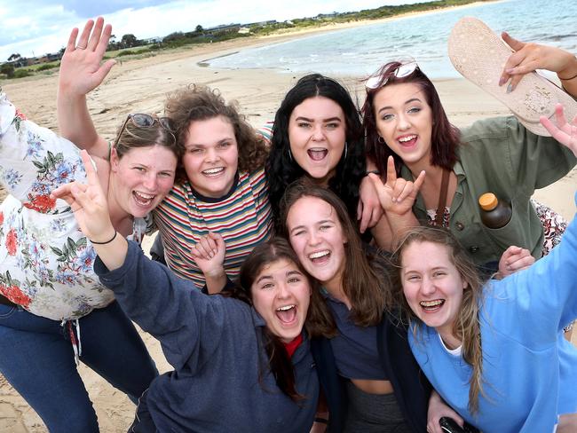 Bendigo Senior Secondary College year 12 student celebrate with a week in Torquay. Picture: Glenn Ferguson