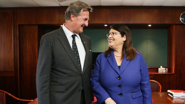 CAUTION. PICURE EMBARGOED UNTIL APRIL 2. Racing Minister Grace Grace with just-announced Chairman of Racing Queensland Steve Wilson. Pic Tim Marsden