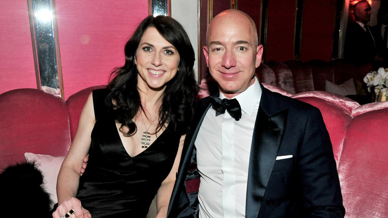 Jeff Bezos with ex-wife MacKenzie Bezos before their divorce. Picture: Jerod Harris/Getty Images