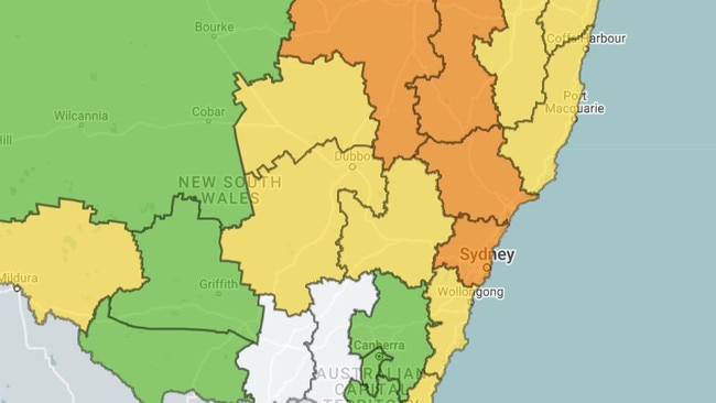 Extreme and high fire danger is forecast for large parts of NSW on Sunday. Picture: NSW RFS