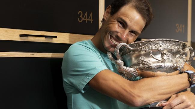 Rafael Nadal with the Australian Open men's singles final trophy and a hefty pay packet after his Melbourne Park heroics in January.