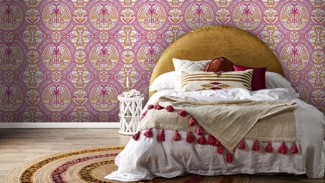 This Florence Broadhurst wallpaper available from Materialised, materialised.com.au is a celebration of pink and orange