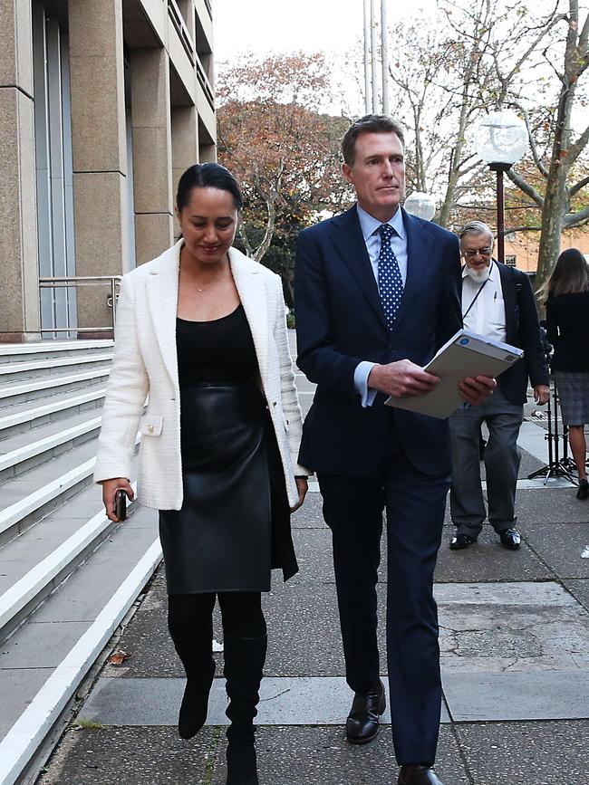 Christian Porter with his lawyer Rebekah Giles outside the Supreme Court. Picture: Jane Dempster/The Australian.