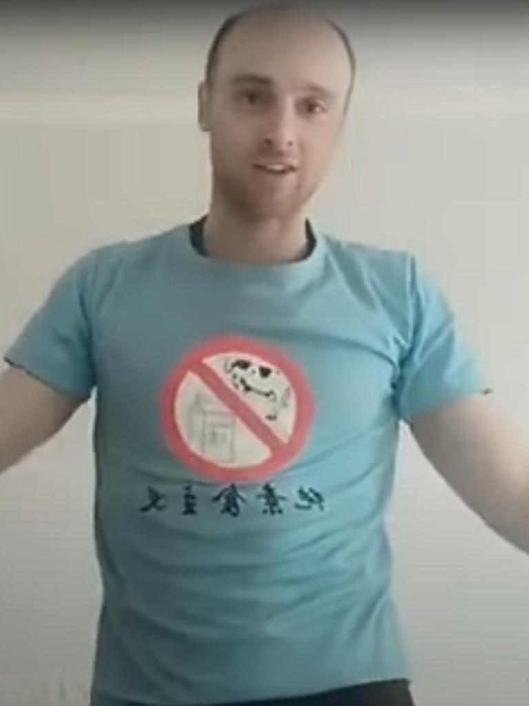 A bizarre video which appears to have been posted by Oscar Jenkins to YouTube - where he rants about veganism and wanting to ‘force’ Chinese people to be vegan - has emerged. Picture: Supplied