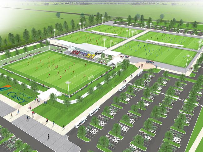 City of Casey plans for its Casey Soccer Centre of Excellence at Casey Fields.