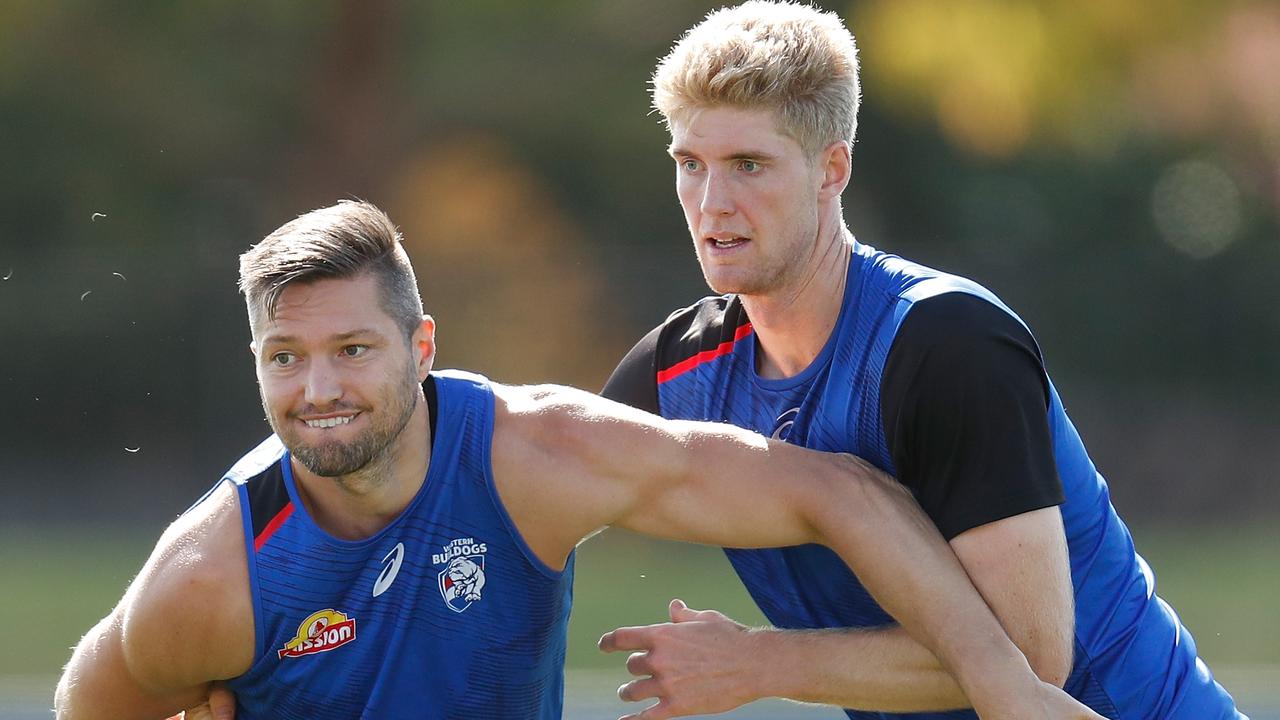 Tim English (right) and Stefan Martin could be the Western Bulldogs’ biggest weapon in 2021 (Photo by Michael Willson/AFL Photos via Getty Images)