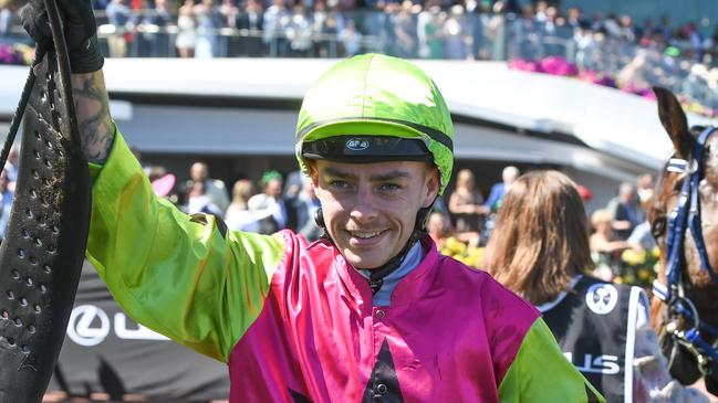 Robbie Dolan after winning the Lexus Melbourne Cup at Flemington Racecourse on November 05, 2024 in Flemington, Australia. (Photo by Brett Holburt/Racing Photos via Getty Images)