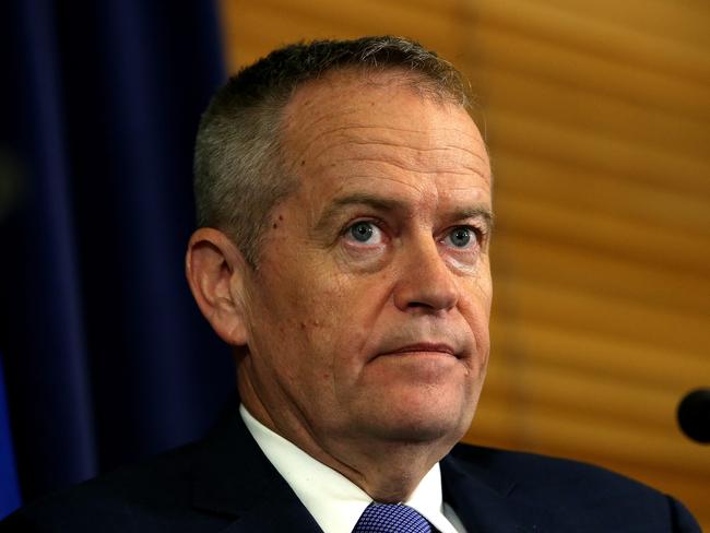 Leader of the Opposition, Bill Shorten holding a press conference at Parliament House in Canberra.