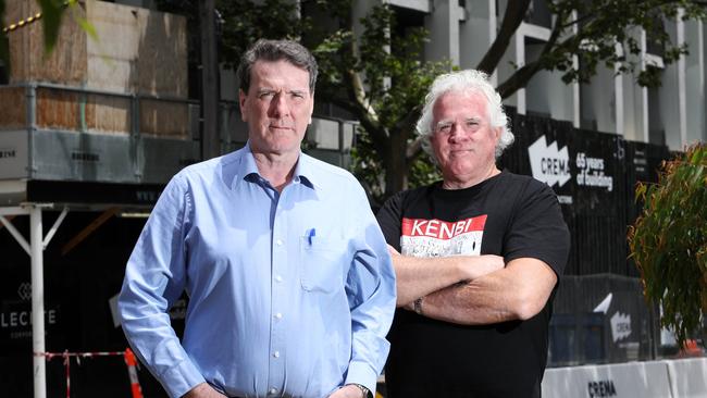 14/12/16 CFMEU national secretary Michael O'Connor (left) and MUA national secretary Paddy Crumlin are signing a memorandum to merge country's most militant unions. Aaron Francis/The Australian