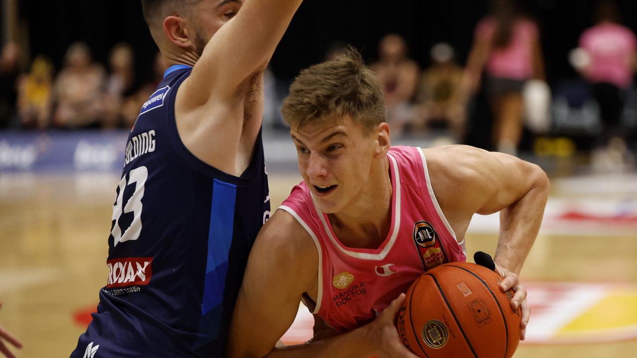 Mantas Rustavicius of the Breakers drives forward during the round 15 NBL match against Melbourne United. Picture: Andy Jackson/Getty Images.