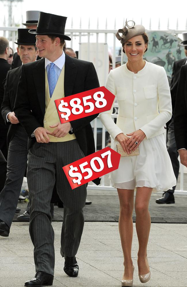 For a day at the races Kate wore another Reiss dress underneath an $858 coat. Picture: Dave M. Benett/Getty Images