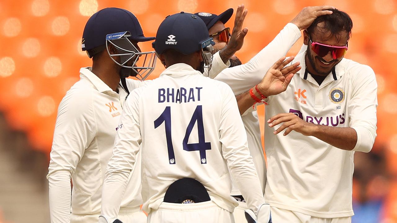 Axar Patel of India celebrates taking the wicket of Travis Head of Australia during day five. (Photo by Robert Cianflone/Getty Images)