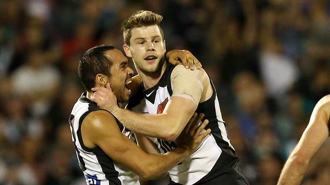 Eddie Betts and Bryce Gibbs together in their Carlton days.