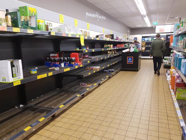 Panic buying at Aldi back in March. Picture: Supplied