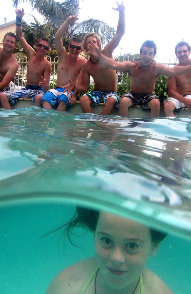 A hotel pool in Rye was the perfect place for. Chelsea, 9, from Greenvale to cool off on New Year’s Eve 2010. Picture: Chris Scott