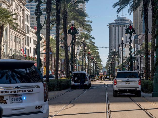 The French Quarter, near Bourbon Street, is blocked off after the attack. Picture: AFP