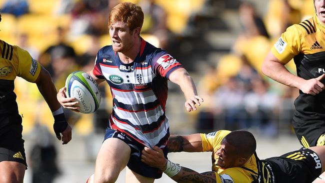 Rebels captain Nic Stirzaker in action against the Hurricanes on Saturday.