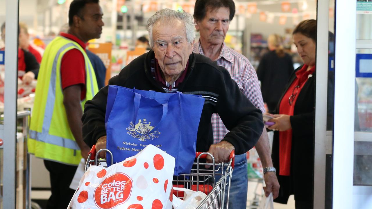 Coles introduced a community hour for the elderly and disabled after panic-buying saw shelves stripped bare. Picture: Danny Casey/AFP