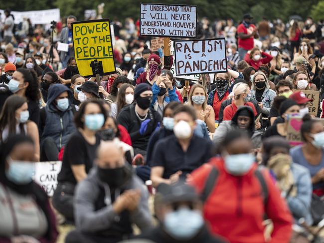 Thousands of people flooded into central London to participate in the protests. Picture: Getty Images