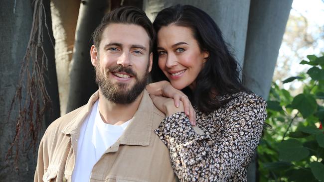 Shaun Hampson and his model partner Megan Gale. Picture: Alex Coppel