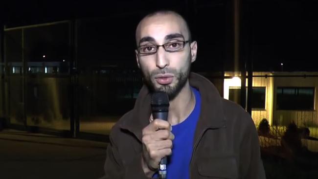 Faycal Cheffou, one of the main suspects of the Brussels attacks, in a video posted toYouTube in 2014.