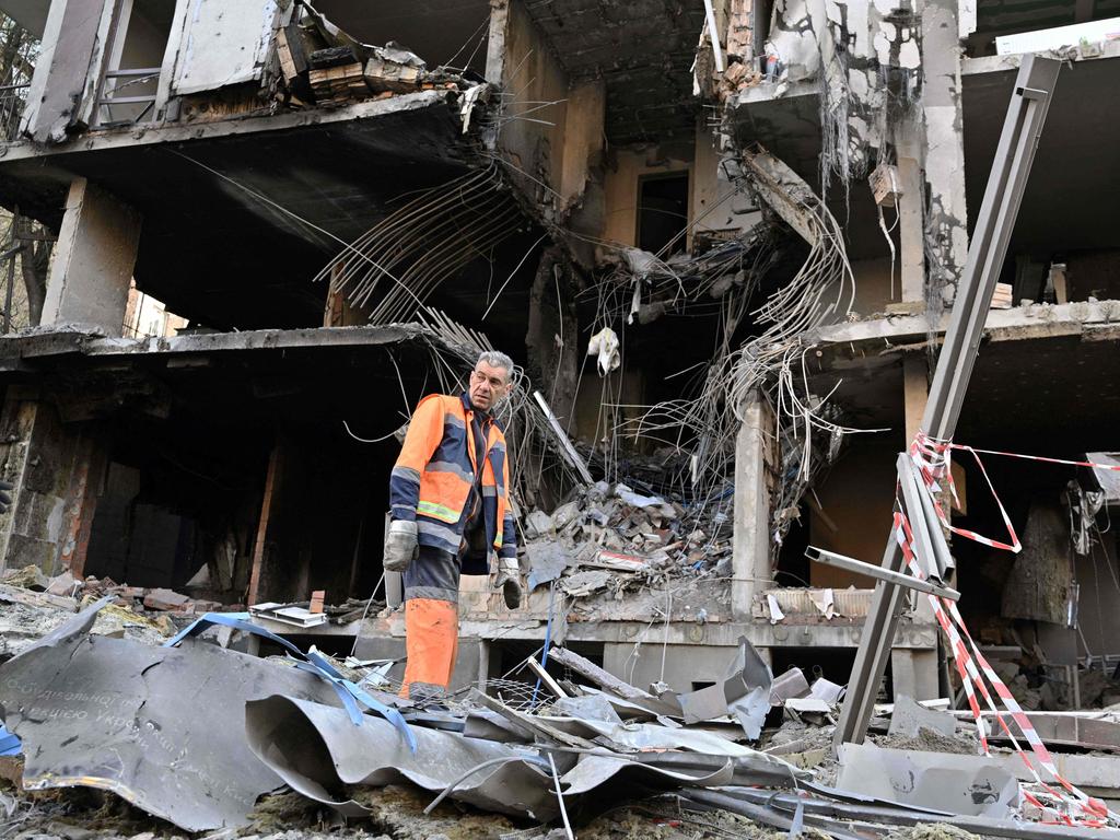 Russian missiles that slammed into Kyiv and destroyed buildings on April 28, as UN Secretary-General Antonio Guterres was visiting. Picture: Genya Savilov / AFP.