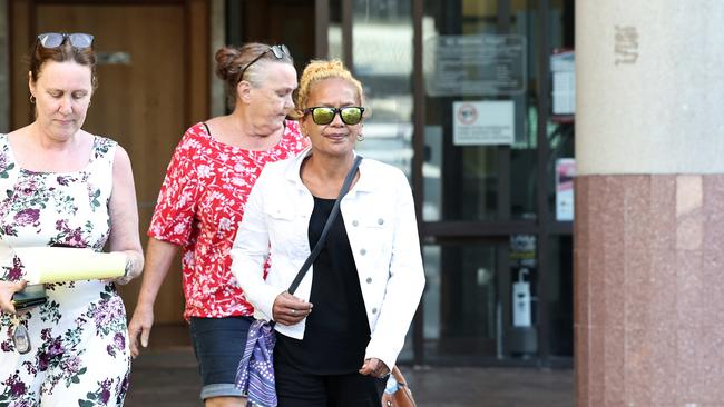 Partner of Warren Eaton, Angie, leaves the Cairns District Court after her partner’s killer was sentenced to four years jail for manslaughter. Picture: Brendan Radke