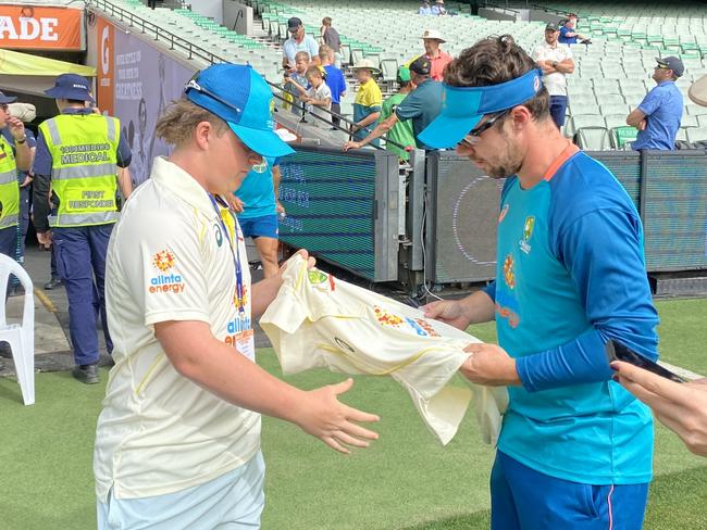 Hayden Kenny with Travis Head at the 2022 Boxing Day Test. Picture: Supplied.