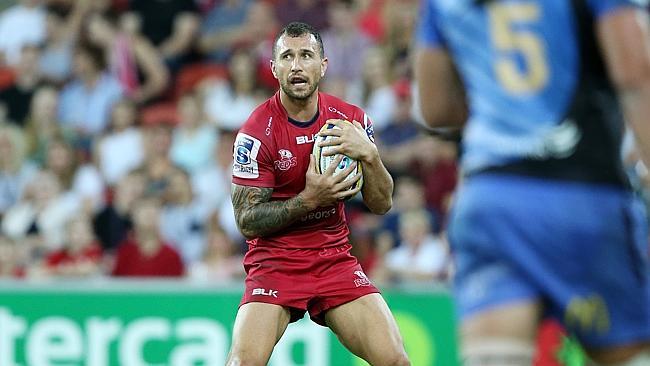 Super Rugby. Queensland Reds Vs Western Force at Suncorp Stadium. Quade Cooper caught the ball. Photo: Josh Woning.