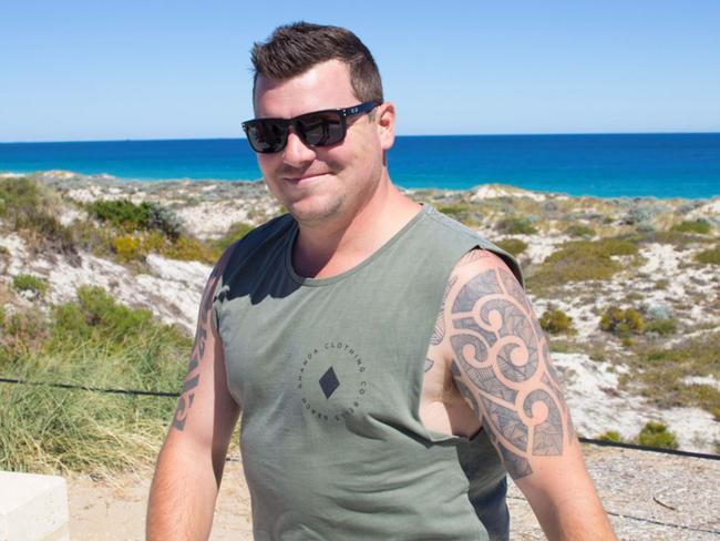 Duncan Craw, 32, of Warrnambool, Victoria, was taken by a shark while snorkelling off the coast of Port MacDonnell, in South Australia's South-East, on Thursday, January 21, 2021. Pictured with wife Tay and their son Levi. Pictures supplied by family.,