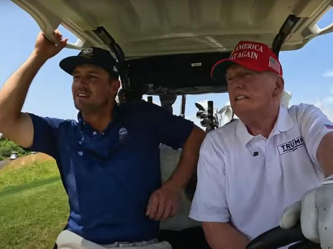 Former President Donald Trump  in a charity challenge with reigning U.S. Open champion Bryson DeChambeau