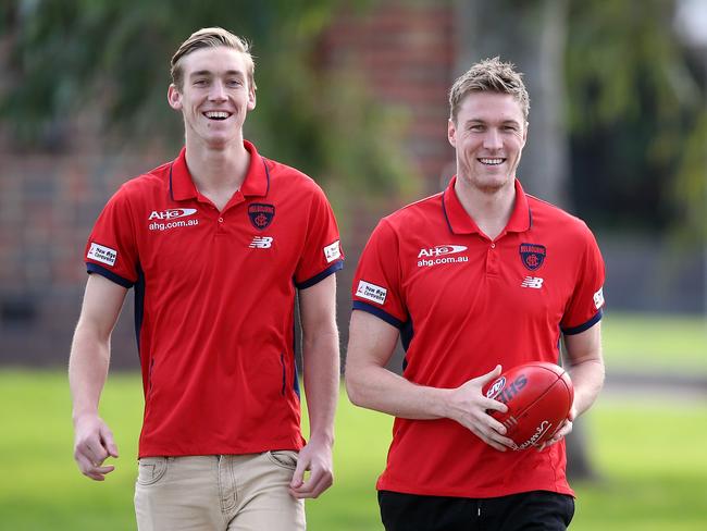 Defenders Oscar and Tom McDonald have signed two-year contract extensions with Melbourne. Picture: Wayne Ludbey