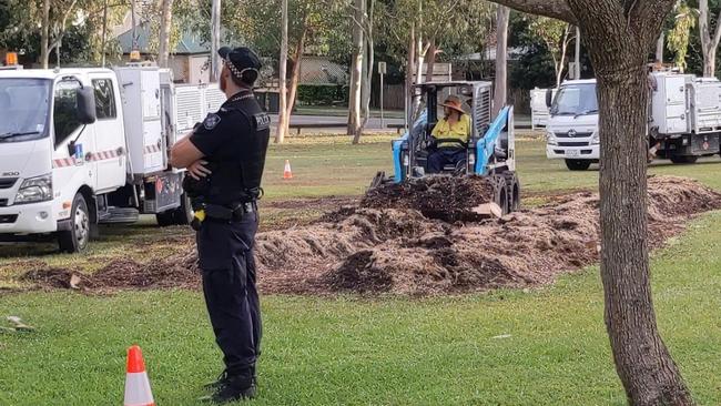 The council used bulldozers to demolish the site. Picture: Facebook / @GrowingForward