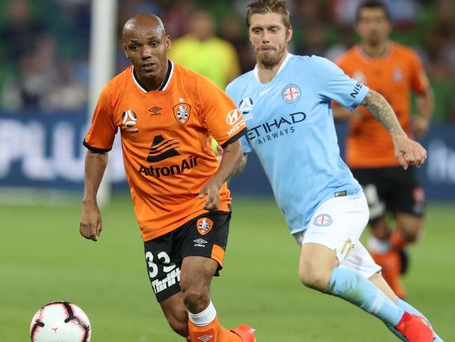 Henrique in action against Melbourne City in round 5 in what was his last game for the club. Picture: AAP