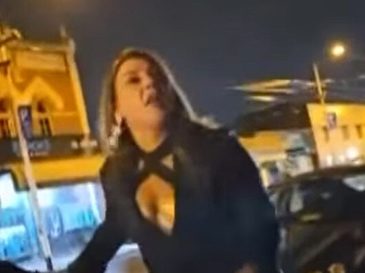 Senator Lidia Thorpe in a Melbourne strip club controversy.The politician was captured on camera at 3am this morning yelling profanities at a group of men. Picture: 7 News