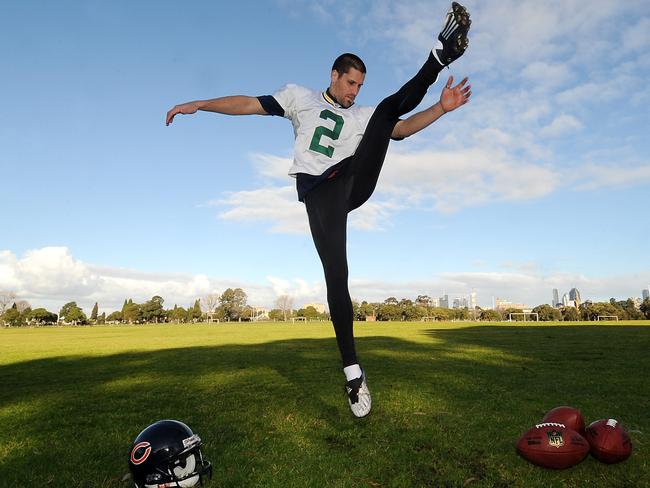 Former Collingwood footballer Chris Bryan before going over the the US as a punter in the NFL. Picture: George Salpigtidis